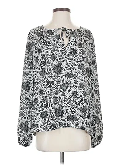 Pre-owned B Collection By Bobeau Long Sleeve Blouse In Silver