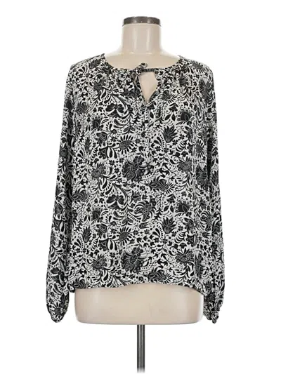 Pre-owned B Collection By Bobeau Long Sleeve Blouse In Silver