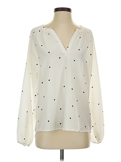 Pre-owned B Collection By Bobeau Long Sleeve Blouse In White