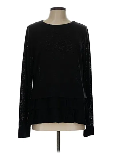 Pre-owned B Collection By Bobeau Long Sleeve Top Black Crew Neck Tops