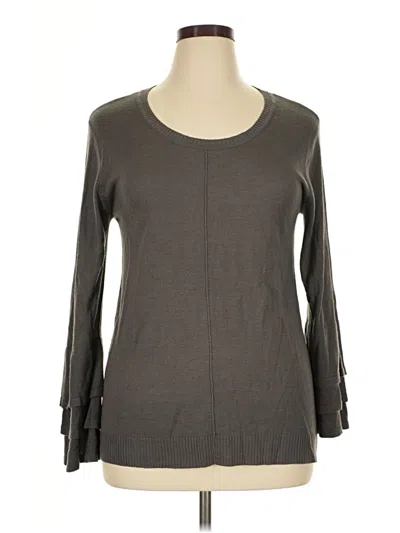 Pre-owned B Collection By Bobeau Long Sleeve Top Gray Boatneck Tops