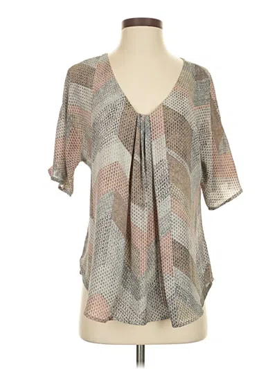 Pre-owned B Collection By Bobeau Short Sleeve Blouse In Gray