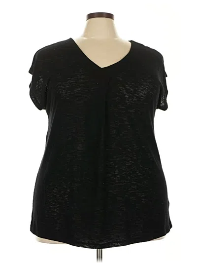 Pre-owned B Collection By Bobeau Short Sleeve Top Black V Neck Tops