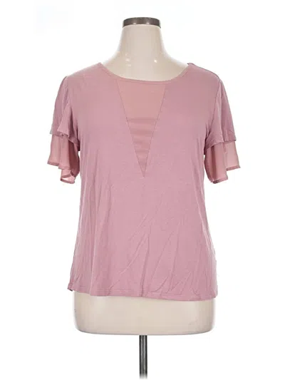 Pre-owned B Collection By Bobeau Short Sleeve Top Pink Keyhole Neckline Tops