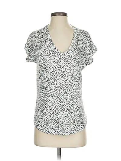 Pre-owned B Collection By Bobeau Short Sleeve Top White V Neck Tops