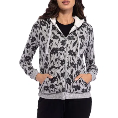 B Collection By Bobeau Womens Sherpa Floral Hoodie In Gray