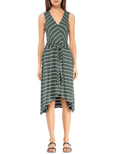 B Collection By Bobeau Womens Striped Midi Wrap Dress In Green