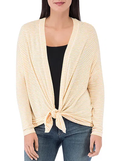 B Collection By Bobeau Womens Striped Open Front Cardigan Sweater In Brown