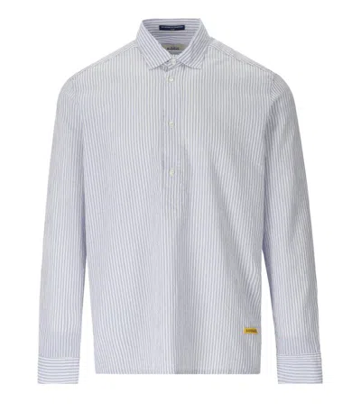 B-d Baggies White Light Blue Seersucker Striped Polo Shirt