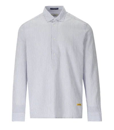 Bd Baggies White Light Blue Seersucker Striped Polo Shirt In Multi