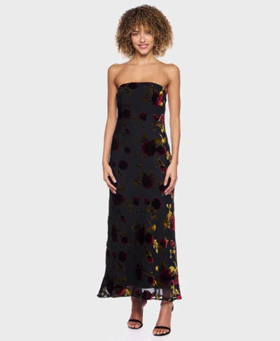 B Darlin Junior's Flocked Strapless Dress In Black