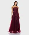 B Darlin Juniors' Asymmetric Drape Strapless Ball Gown, Created For Macy's In Burgundy
