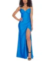 B Darlin Juniors' Corset Ruched Gown In Royal