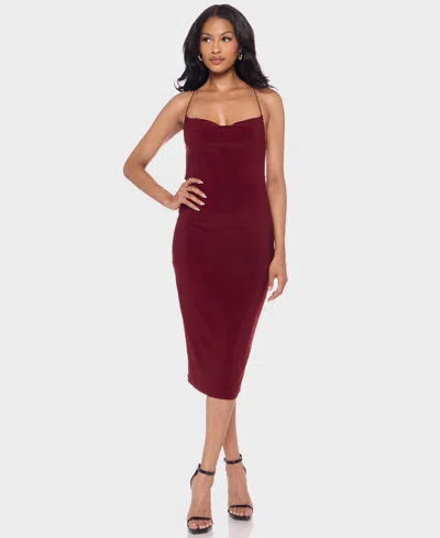 B Darlin Juniors Cowl Neck Ity Midi Dress With Bungee Cord Straps In Burgundy