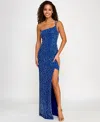 B Darlin Juniors' Embellished One-shoulder Sleeveless Gown, Created For Macy's In Royal