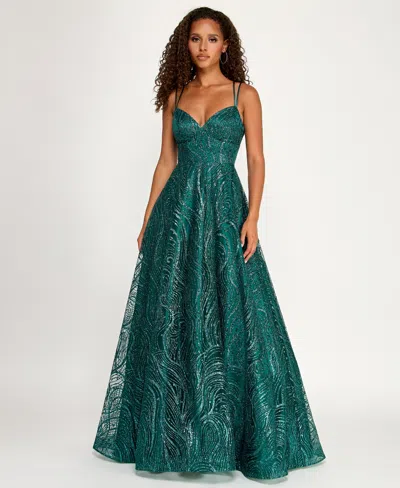B Darlin Juniors' Embellished Sweetheart Gown In Green