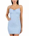 B Darlin Juniors' Floral Jacquard Bodycon Dress In Blue