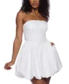 B Darlin Juniors' Jacquard Strapless Bubble Dress In White