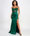 B Darlin Juniors' Lace Corset Gown, Created For Macy's In Hunter,hunter