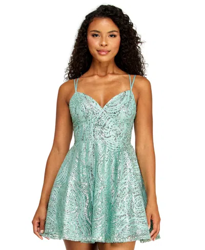 B Darlin Juniors' Lace Sweetheart Double-strap Dress In Multi