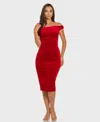 B Darlin Juniors' Off-the-shoulder Midi Dress In Red