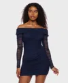 B Darlin Juniors' Off-the-shoulder Ruched Mini Dress In Blue