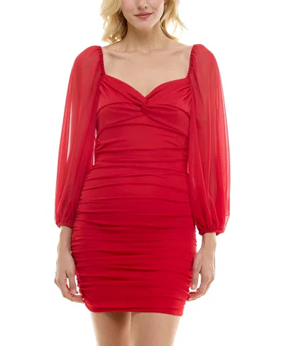 B Darlin Juniors' Ruched Bodycon Dress In Red