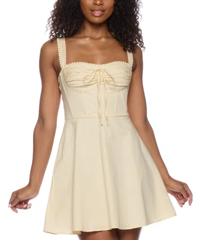 B Darlin Juniors' Ruched-front Fit & Flare Dress In Vanilla