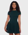 B Darlin Juniors' Scuba Crepe Short-sleeve Fit & Flare Dress In Green