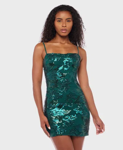 B Darlin Juniors' Sequined Tie-back Bodycon Dress In Green