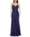 B Darlin Juniors' Sleeveless V-neck Jersey Gown, Created For Macy's In Navy