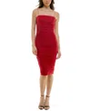 B Darlin Plus Womens Knit Rushed Bodycon Dress In Red
