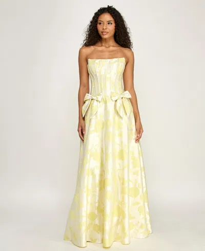 B Darlin Juniors' Strapless Floral Gown In Multi
