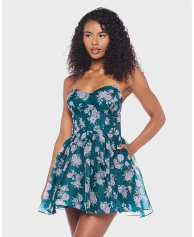 B Darlin Juniors' Strapless Short Dress In Green
