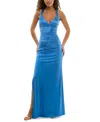 B Darlin Juniors' Strappy-back Satin Gown, Created For Macy's In Cornflower