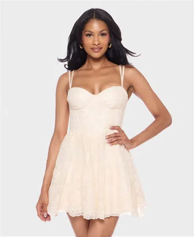 B Darlin Juniors' Sweetheart Neck Mini Dress In Neutral