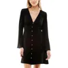 B Darlin Juniors Womens Button Front Mini Mini Dress In Black