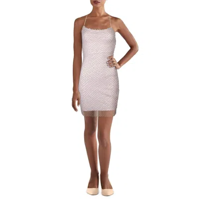 B Darlin Juniors Womens Embellished Mesh Cocktail And Party Dress In Pink