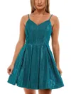 B DARLIN JUNIORS WOMENS GLITTER OPEN BACK COCKTAIL AND PARTY DRESS