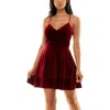 B Darlin Juniors Womens Lace Back Mini Fit & Flare Dress In Red