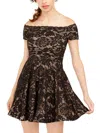 B DARLIN JUNIORS WOMENS LACE SEQUINED PARTY DRESS