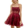 B Darlin Juniors Womens Mesh Embroidered Cocktail And Party Dress In White