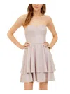 B DARLIN JUNIORS WOMENS METALLIC STRAPLESS COCKTAIL AND PARTY DRESS