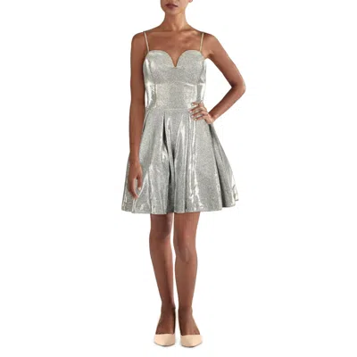 B Darlin Juniors Womens Panel Mini Fit & Flare Dress In Silver