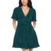 B Darlin Juniors Womens Pleated Polyester Mini Dress In Green