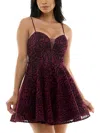 B Darlin Juniors Womens Printed Above Knee Fit & Flare Dress In Multi