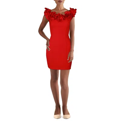 B Darlin Juniors Womens Rosette Polyester Bodycon Dress In Silver