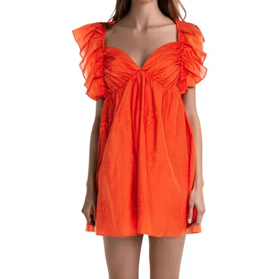 B Darlin Juniors Womens Ruffled Back Tie Babydoll Dress In Orange