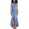 B Darlin Juniors Womens Ruffled Halter Neck Evening Dress In Blue