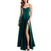 B Darlin Juniors Womens Satin Pleated Evening Dress In Green